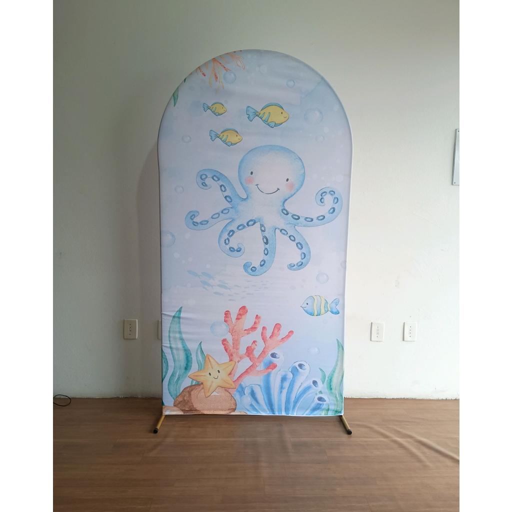 Capa Veste Fácil Painel Lateral Fundo Do Mar - Mary Decor Festas & Locações
