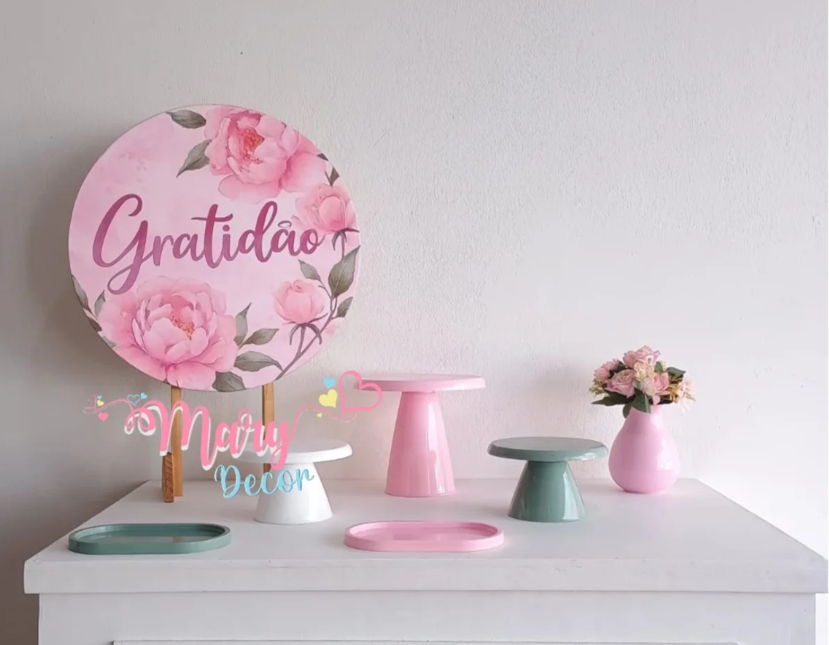 Gratidão Rosa Kit Festa Na Mesa  - Mary Decor Festas & Locações