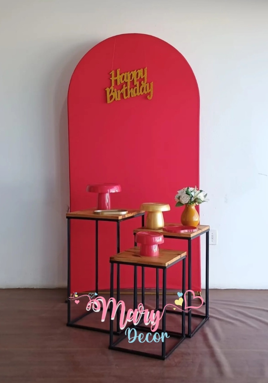 Kit Meu Dia Vermelho E Dourado   - Mary Decor Festas & Locações