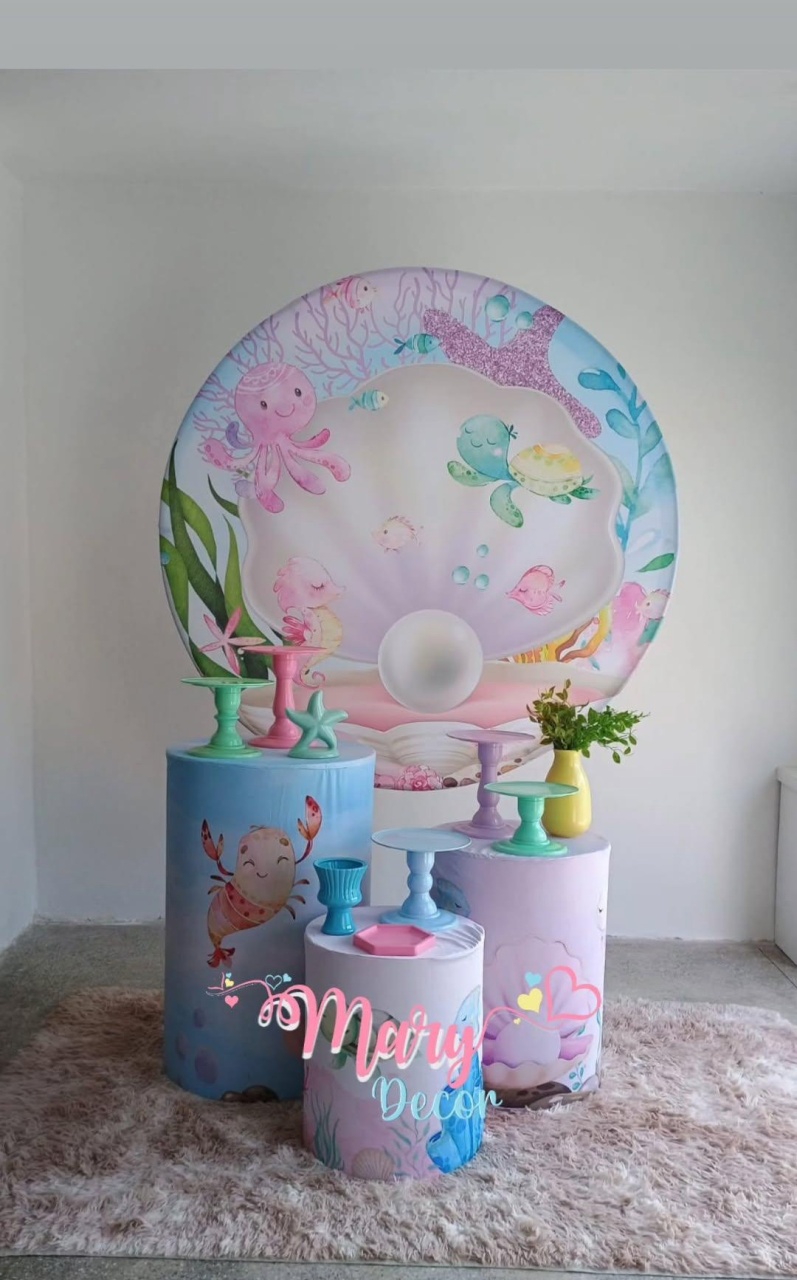 Fundo Do Mar Rosa Kit Só Um Bolinho  - Mary Decor Festas & Locações