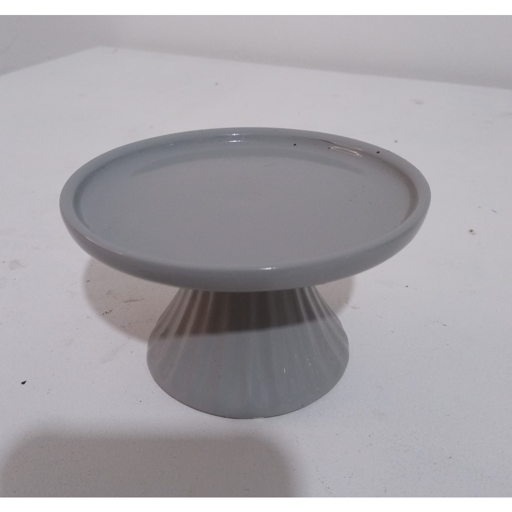 Bandeja  Ceramica Cinza  Pp - Mary Decor Festas & Locações