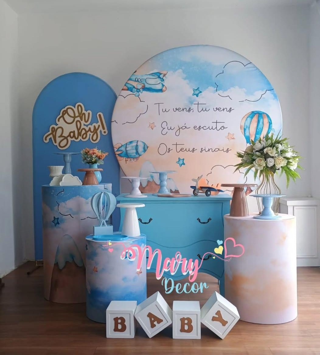Nuvens  Kit Chá de Bebê Meu Chá  Elegante  - Mary Decor Festas & Locações