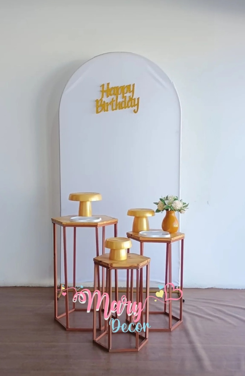 Kit Meu Dia Branco E Dourado  - Mary Decor Festas & Locações