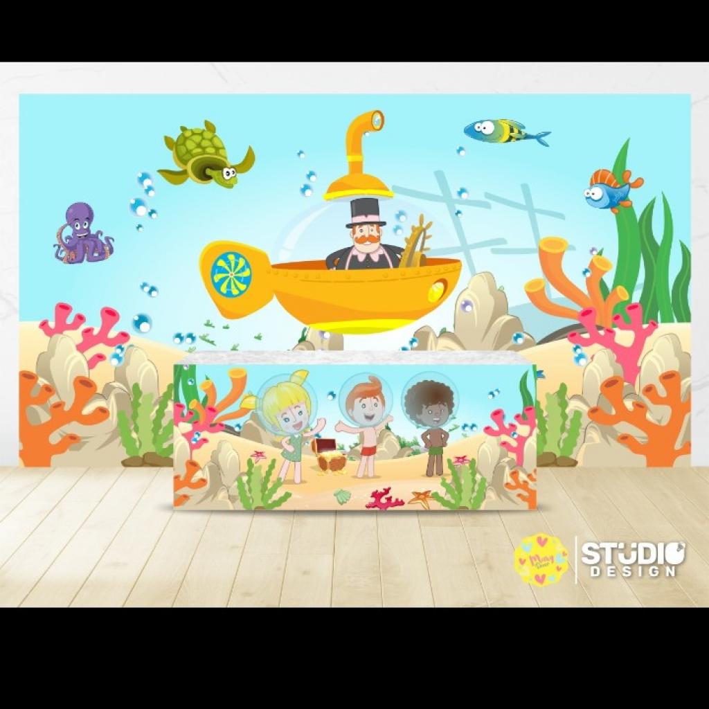 Painel Bita Fundo Do Mar - Mary Decor Festas & Locações