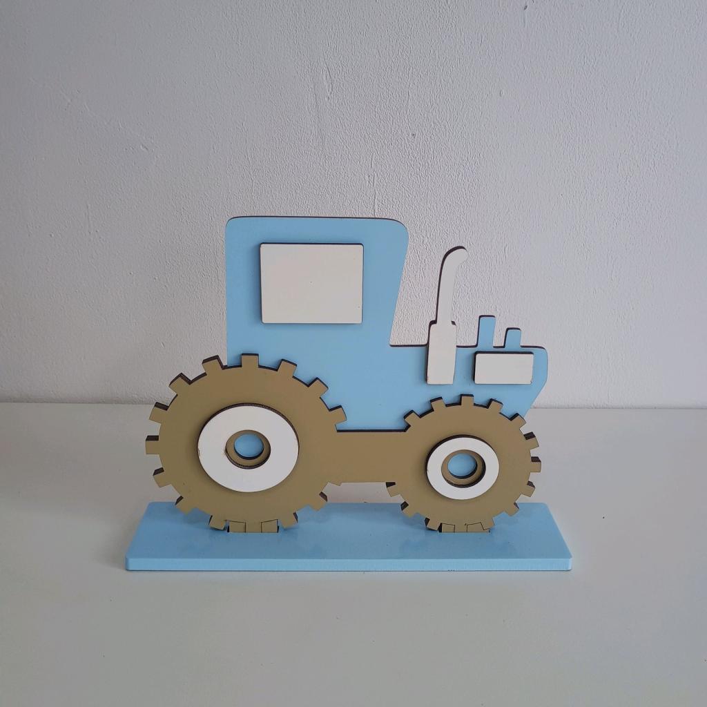 Trator Azul Em Mdf Fazedinha - Mary Decor Festas & Locações