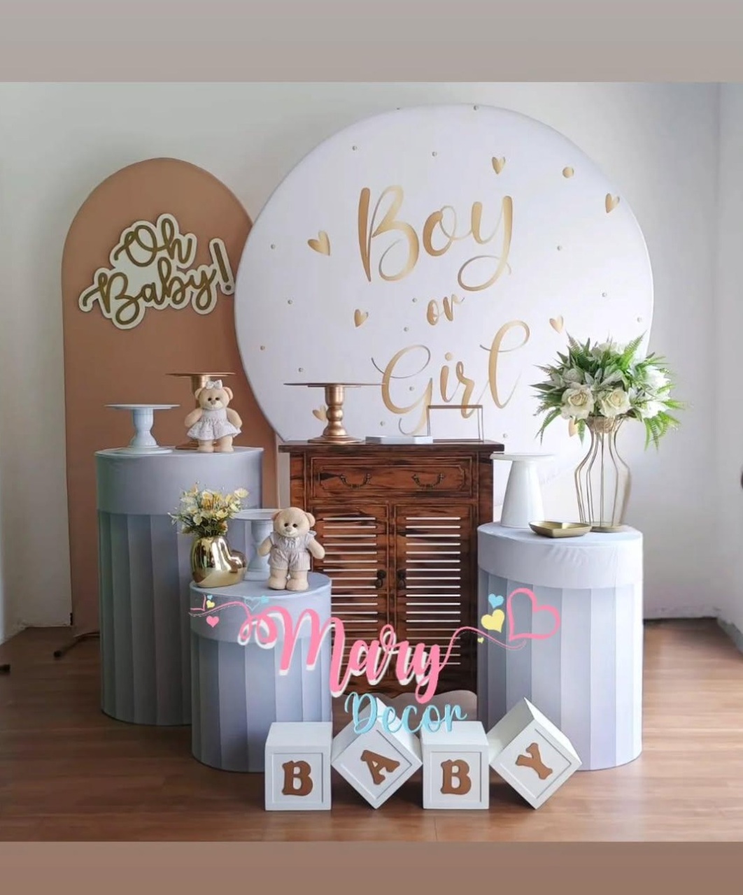 Chá Revelação Dourado  Kit Meu Chá Elegante  - Mary Decor Festas & Locações