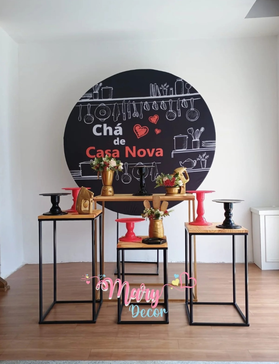  Chá de Casa Nova Vermelho Kit Festa Em Casa Adulto   - Mary Decor Festas & Locações