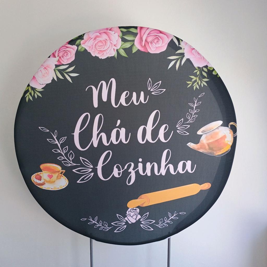 Capa Para Painel Redondo Meu Chá de Cozinha - Mary Decor Festas & Locações