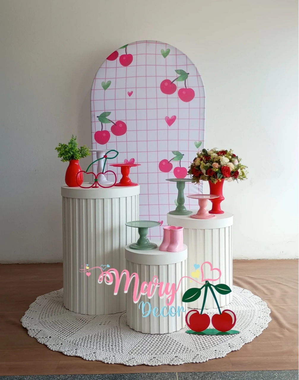  Kit Cerejinha  Vermelho Celebre Baby Luxo   - Mary Decor Festas & Locações