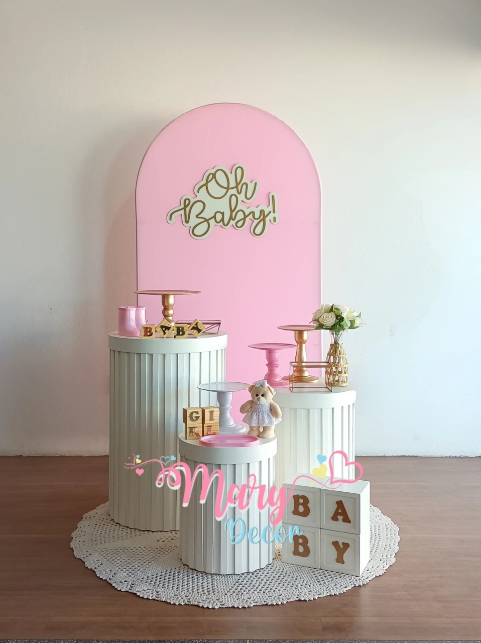 Kit Chá de Bebê Rosa E Dourado Celebre Baby Luxo  - Mary Decor Festas & Locações