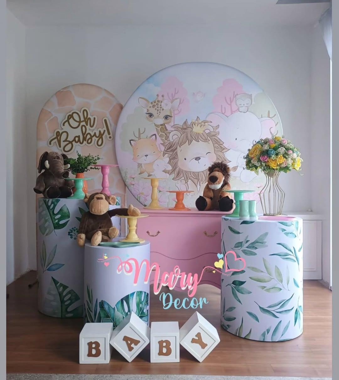 Safari Rosa Kit Chá de Bebê Meu Chá  Elegante  - Mary Decor Festas & Locações