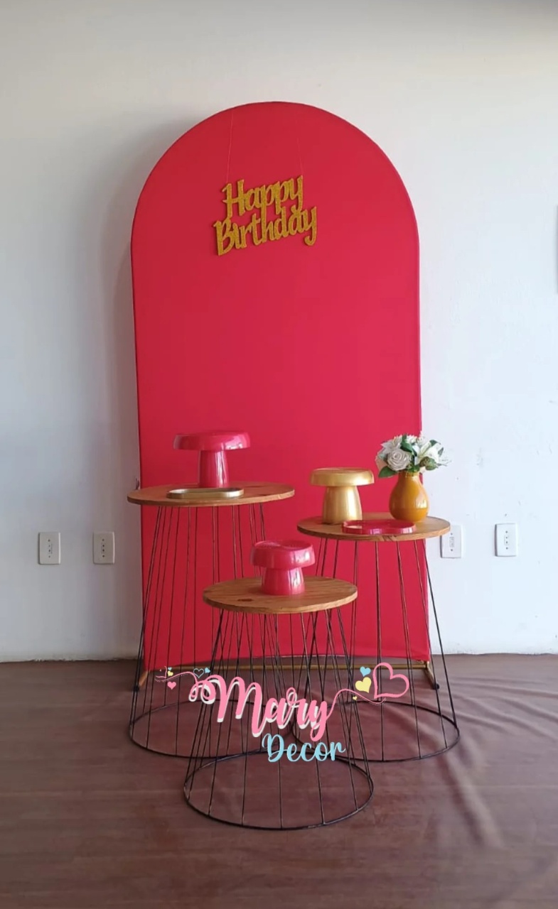 Kit Meu Dia Vermelho E Dourado  - Mary Decor Festas & Locações