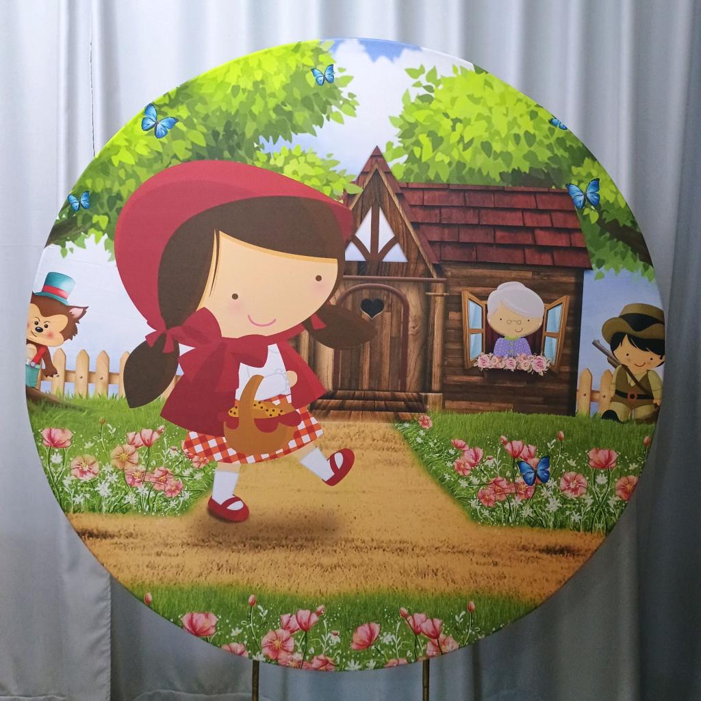 Capa Para Painel Redondo Chapeuzinho - Mary Decor Festas & Locações