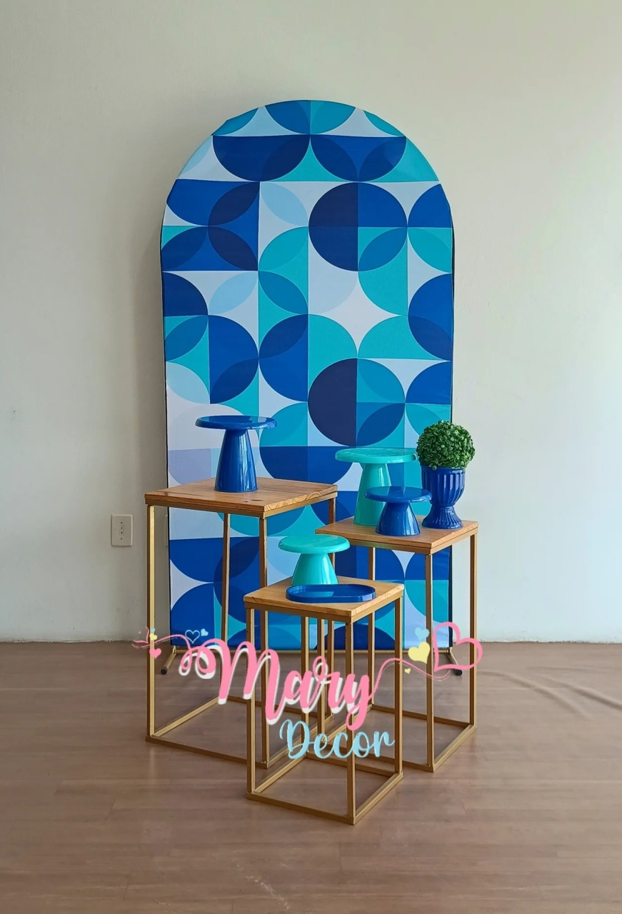 Azul Formas Geométricas Kit Meu Dia Especial   - Mary Decor Festas & Locações