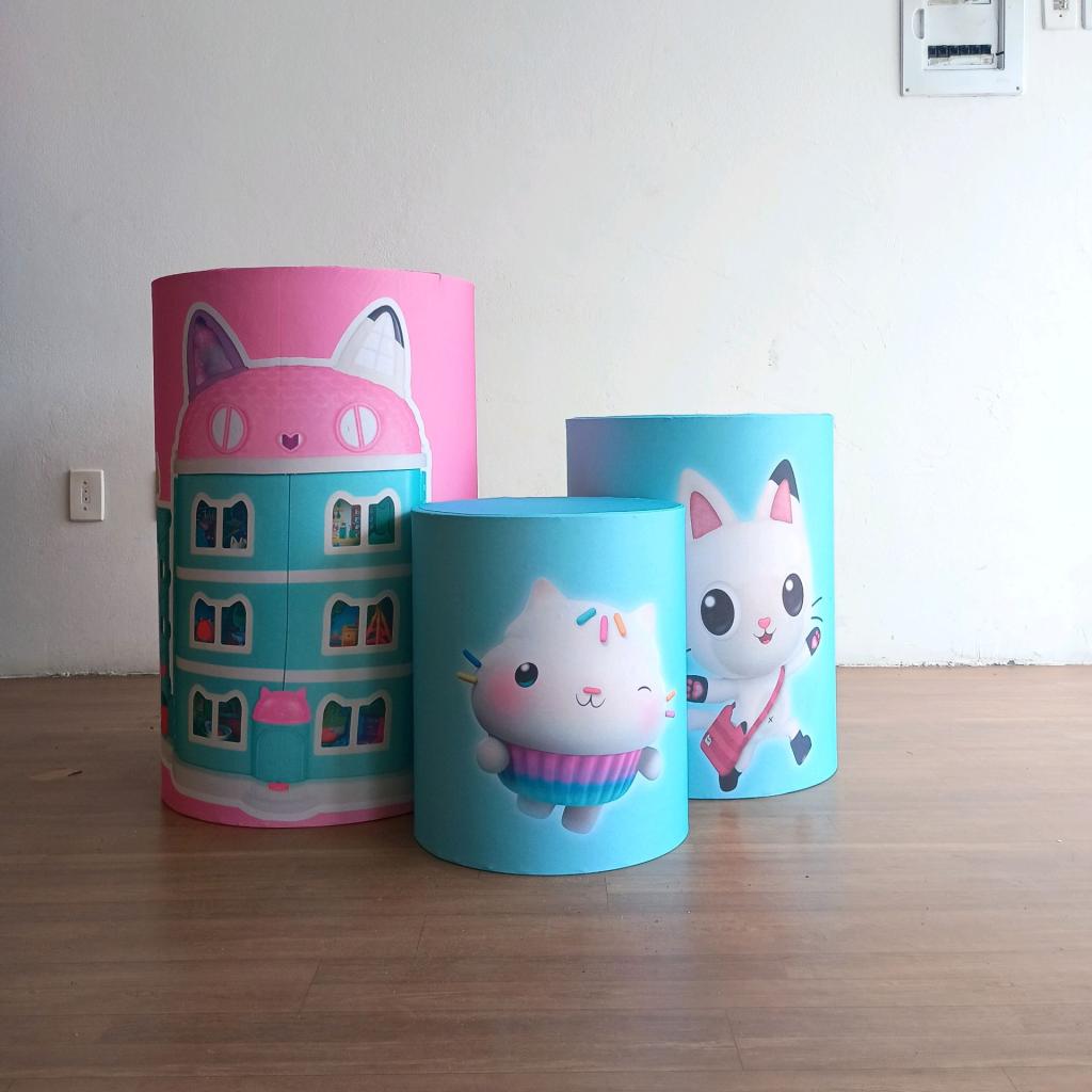 Trio de Capas Cilindros Casa Mágica da Gaby - Mary Decor Festas & Locações