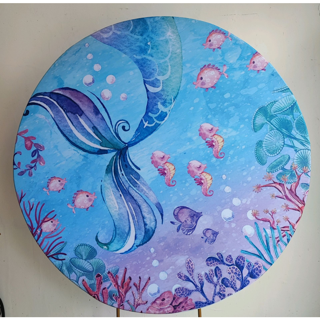 Painel Sublimado Cauda de Sereia - Mary Decor Festas & Locações