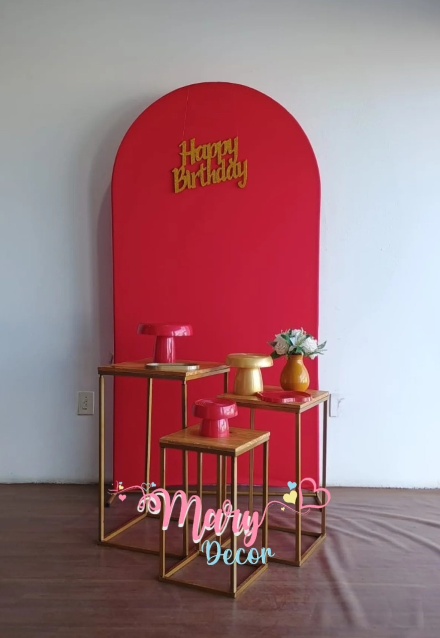 Kit Meu Dia Vermelho E Dourado   - Mary Decor Festas & Locações