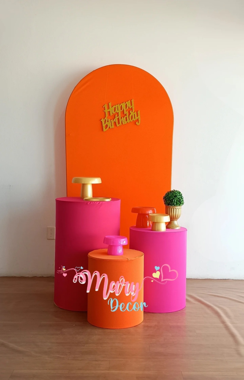 Celebre Básico Pink  E Laranja  - Mary Decor Festas & Locações