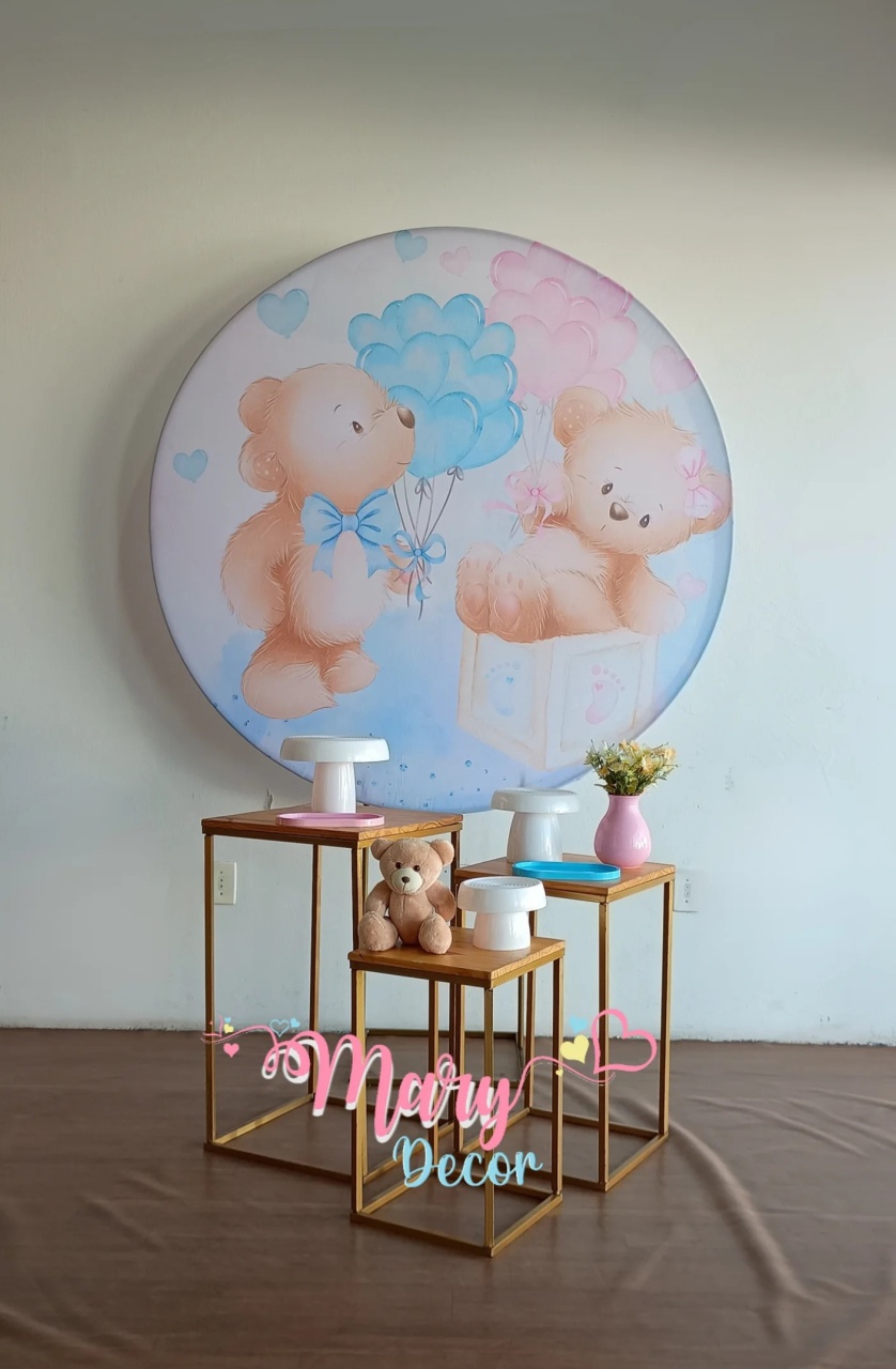  A Cha Revelação Ursinhos Azul E Rosa Kit Só Uma Coisinha Simples  - Mary Decor Festas & Locações