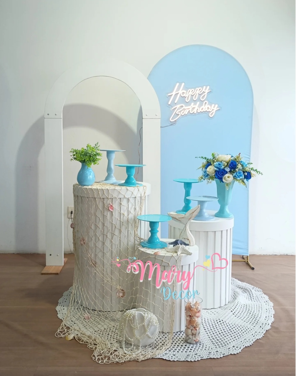 Fundo Do Mar Kit Celebre Baby + Letreiro Led Happy + Arco Romano - Mary Decor Festas & Locações