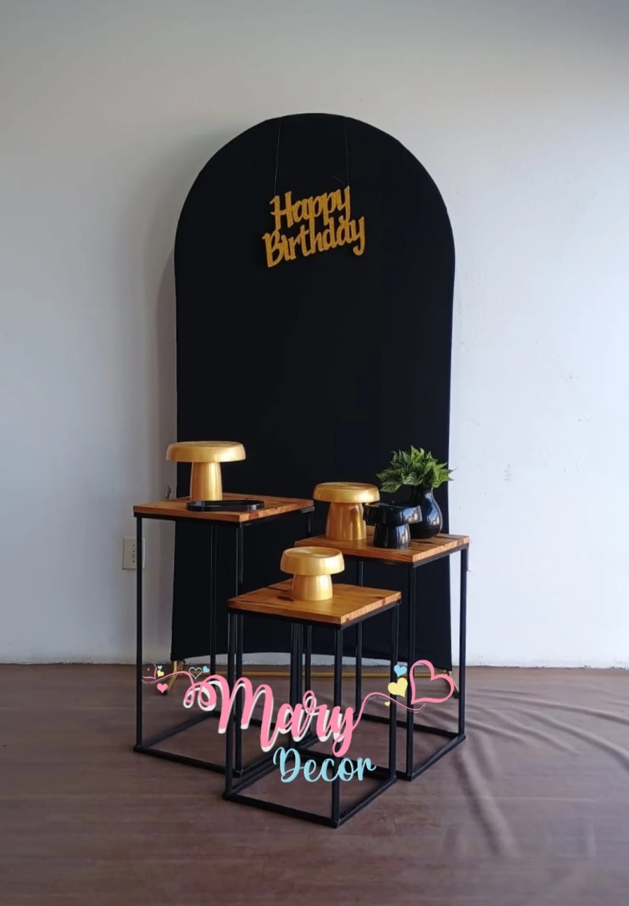 Kit Meu Dia Preto  E Dourado    - Mary Decor Festas & Locações