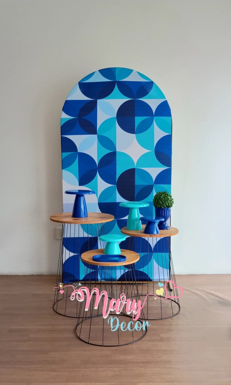 Azul Formas Geométricas   Kit Meu Dia Especial    - Mary Decor Festas & Locações