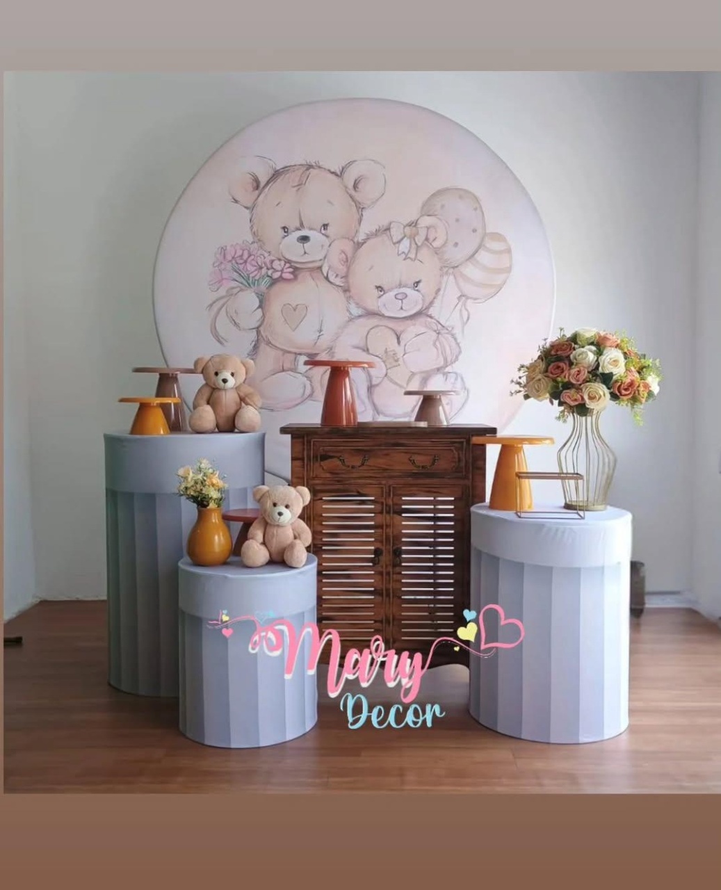 Cha Revelação Ursos Marrons  Kit Meu Chá  - Mary Decor Festas & Locações
