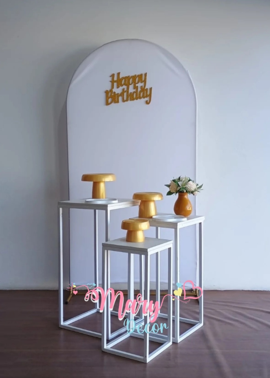 Kit Meu Dia Branco E Dourado  - Mary Decor Festas & Locações