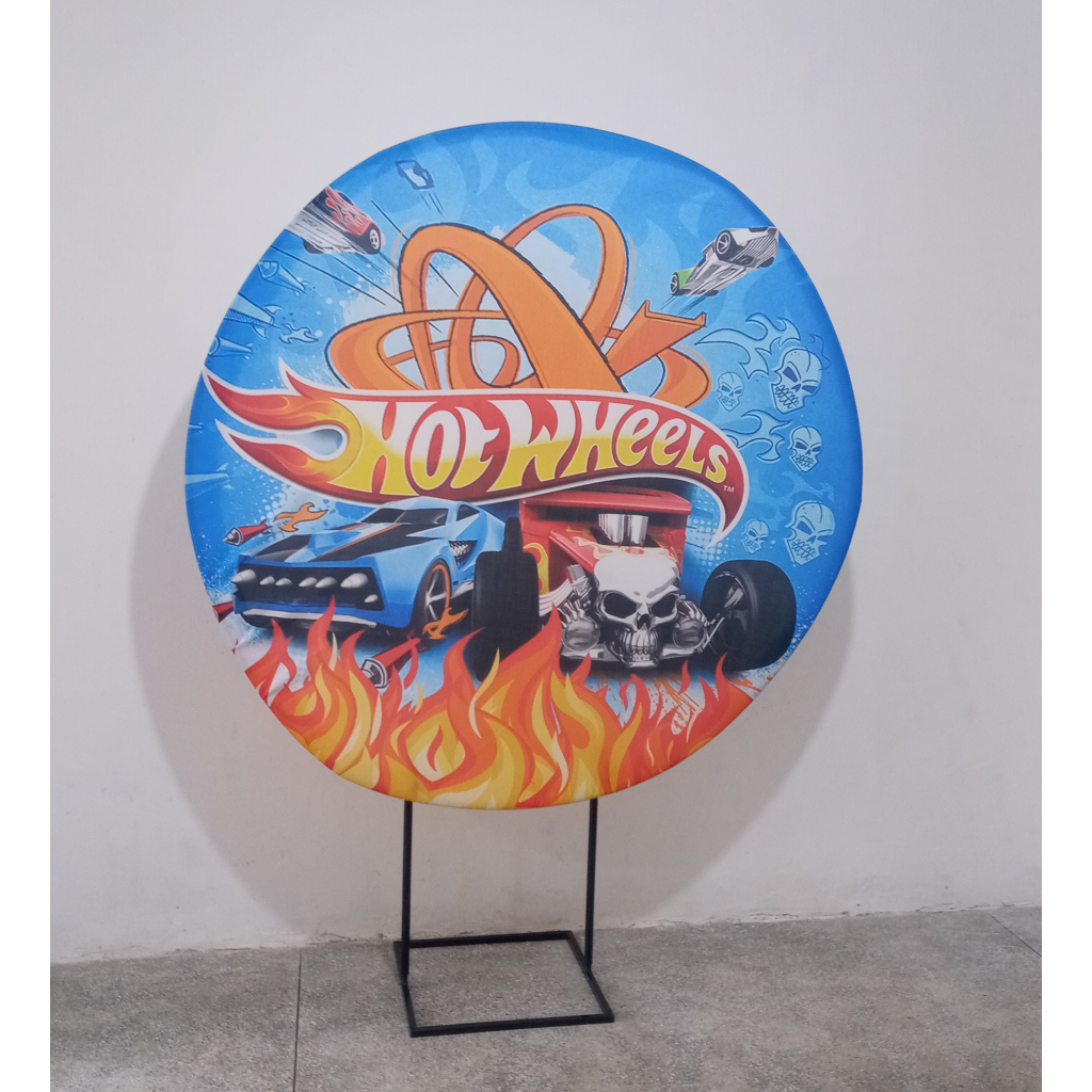 Painel Redondo Hot Wheels - Mary Decor Festas & Locações