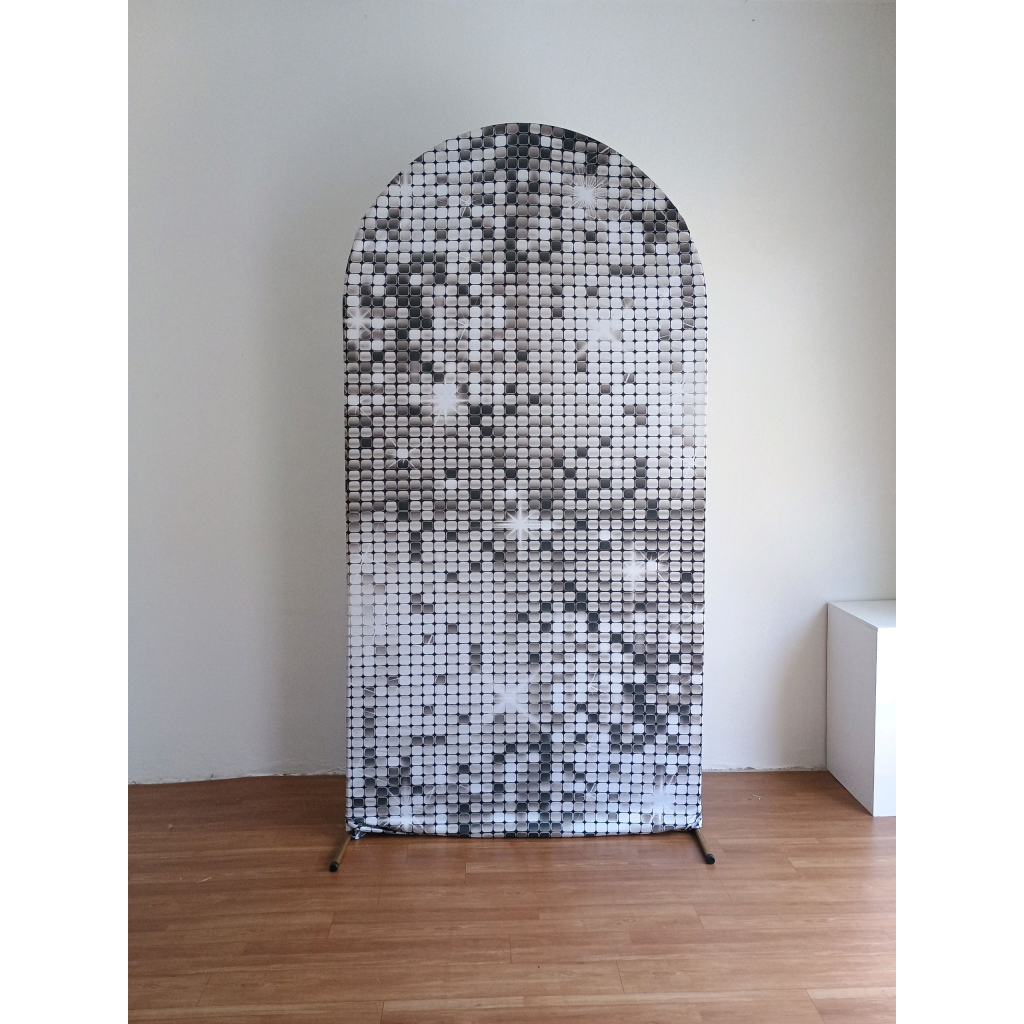 Capa Veste Fácil Painel Romano Lantejoula Prata - Mary Decor Festas & Locações