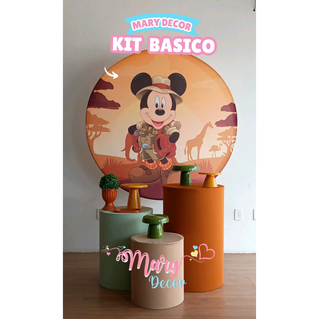 Kit Mickey Safari P&M Básico - Mary Decor Festas & Locações