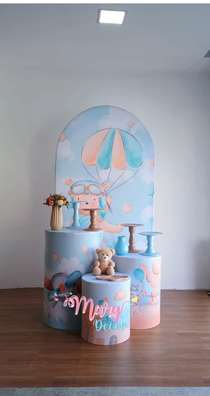  Urso Aviador Kit Chá de Bebê Só Um Bolinho  - Mary Decor Festas & Locações