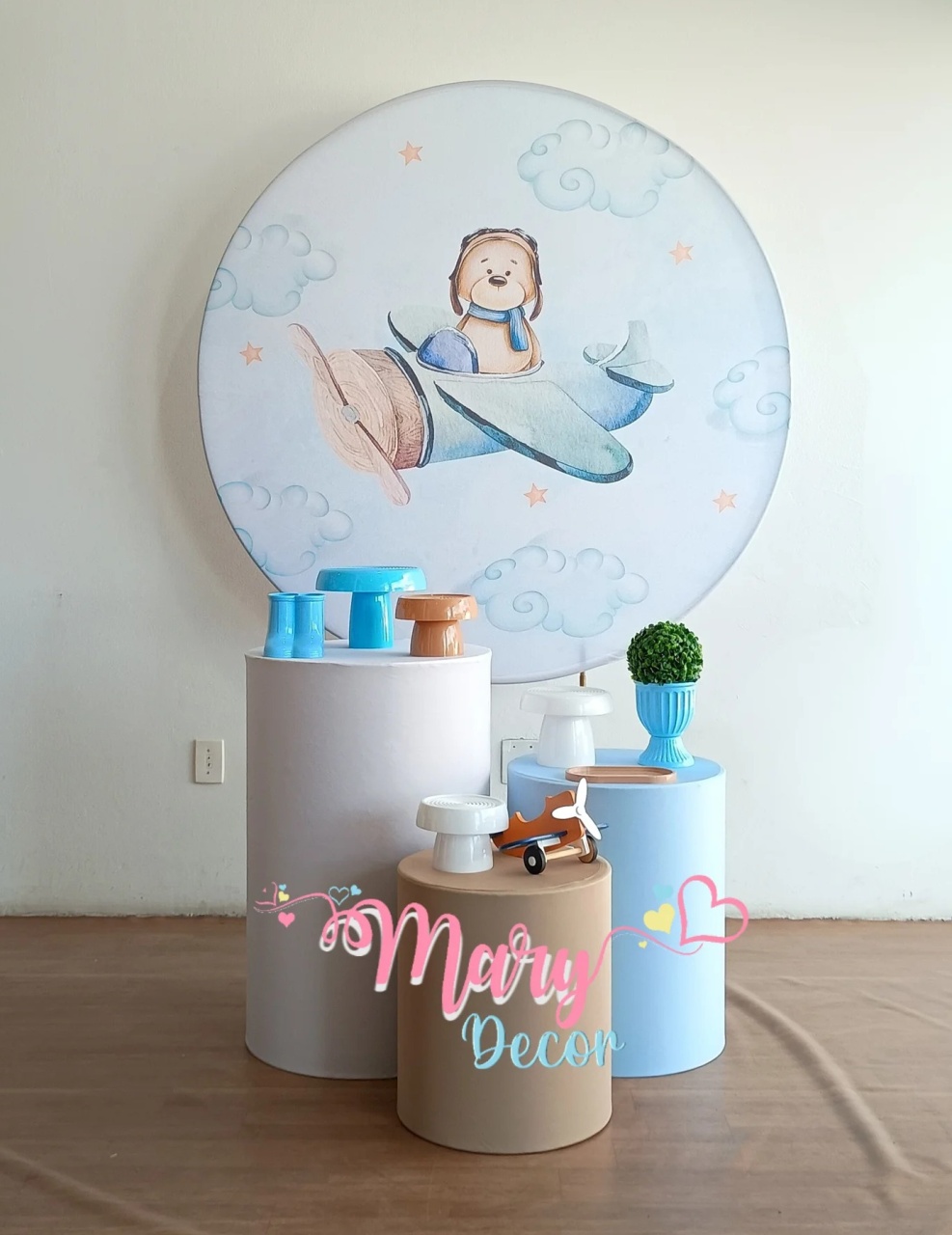 Urso Aviador 2 Kit Básico  - Mary Decor Festas & Locações