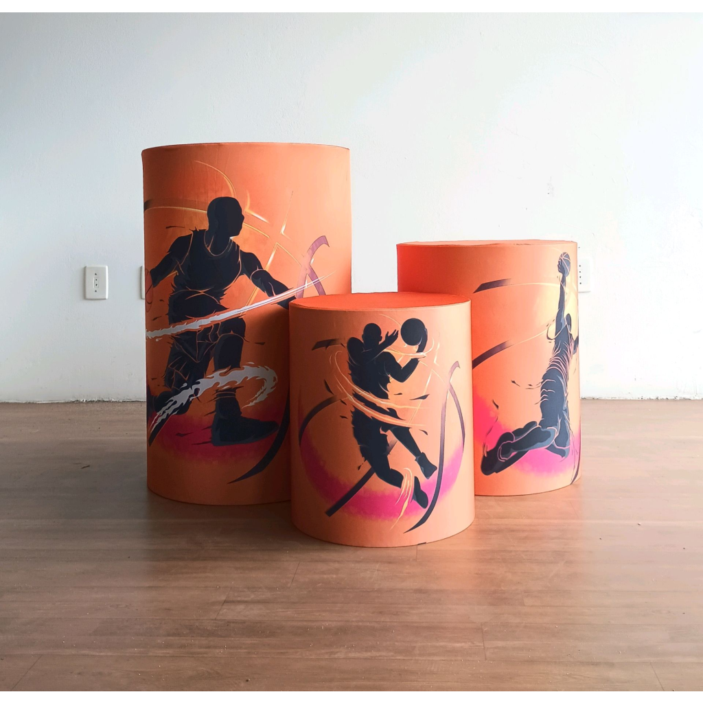 Trio de Capas de Cilindro Basquete - Mary Decor Festas & Locações