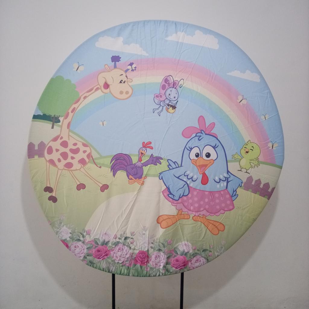 Painel Redondo Galinha Pintadinha Candy - Mary Decor Festas & Locações