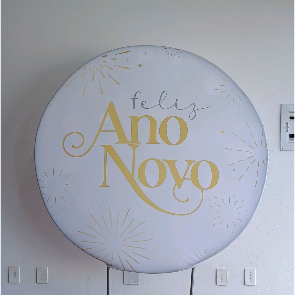 Capa Para Painel Redondo Ano Novo Dourado - Mary Decor Festas & Locações