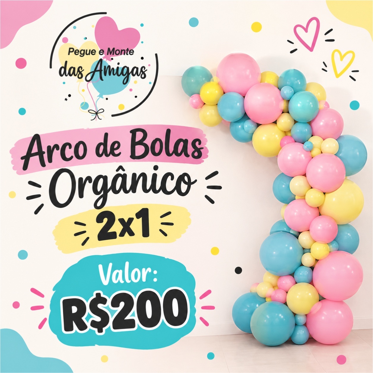 Arco de Bolas Orgânico - Pegue Monte das Amigas