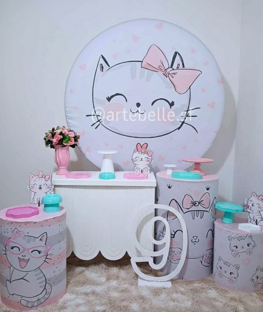Gatinha Rosa - Artebelle Comemorações
