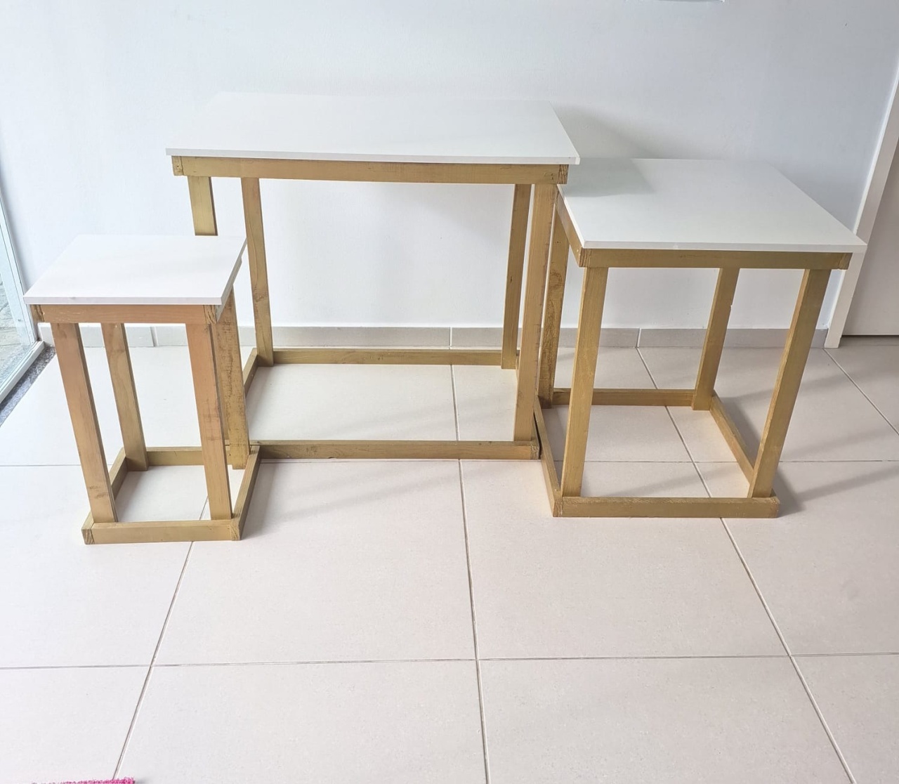 Trio de Mesa Cubo Madeira - Artebelle Comemorações