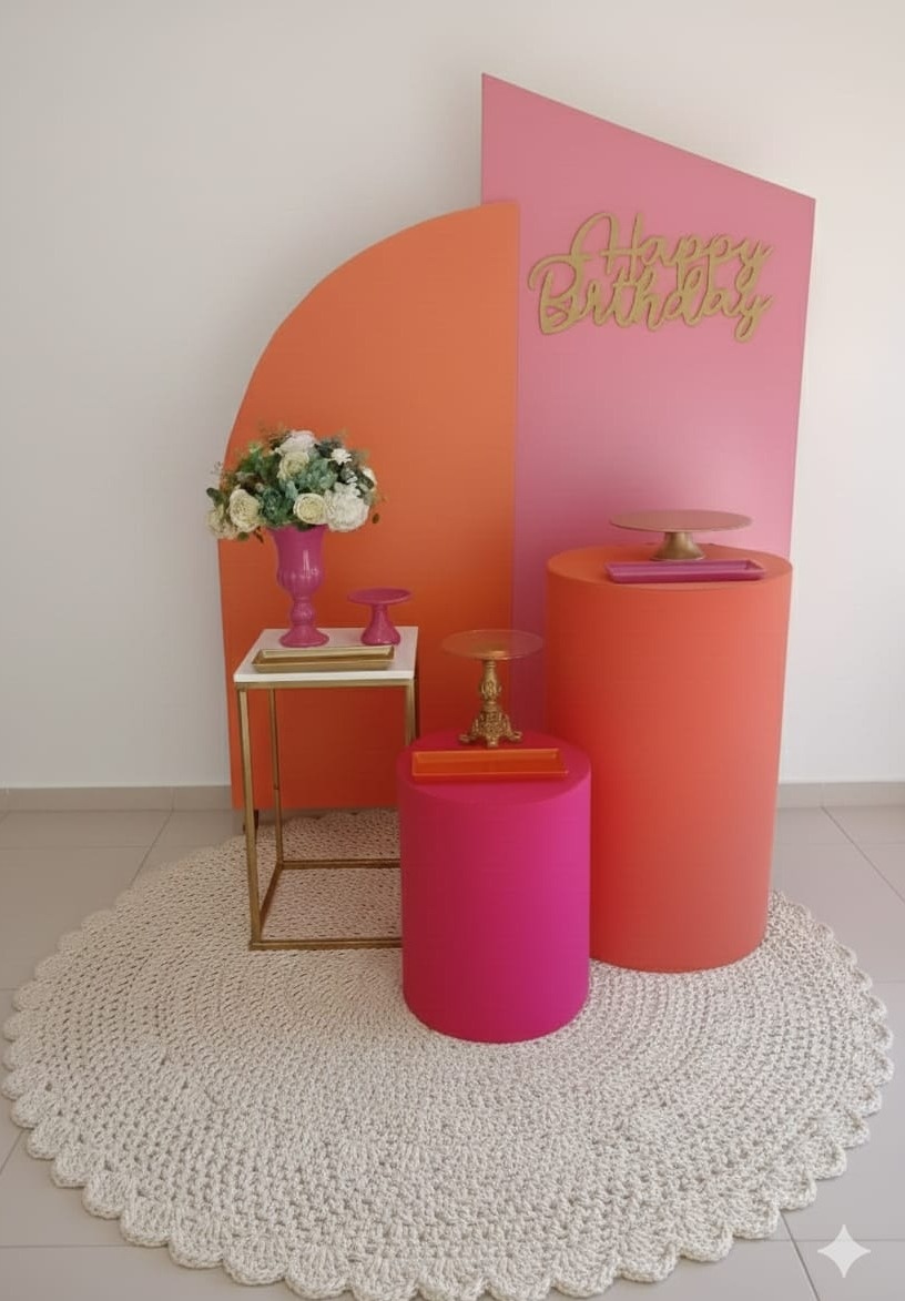 Laranja E Pink - Artebelle Comemorações