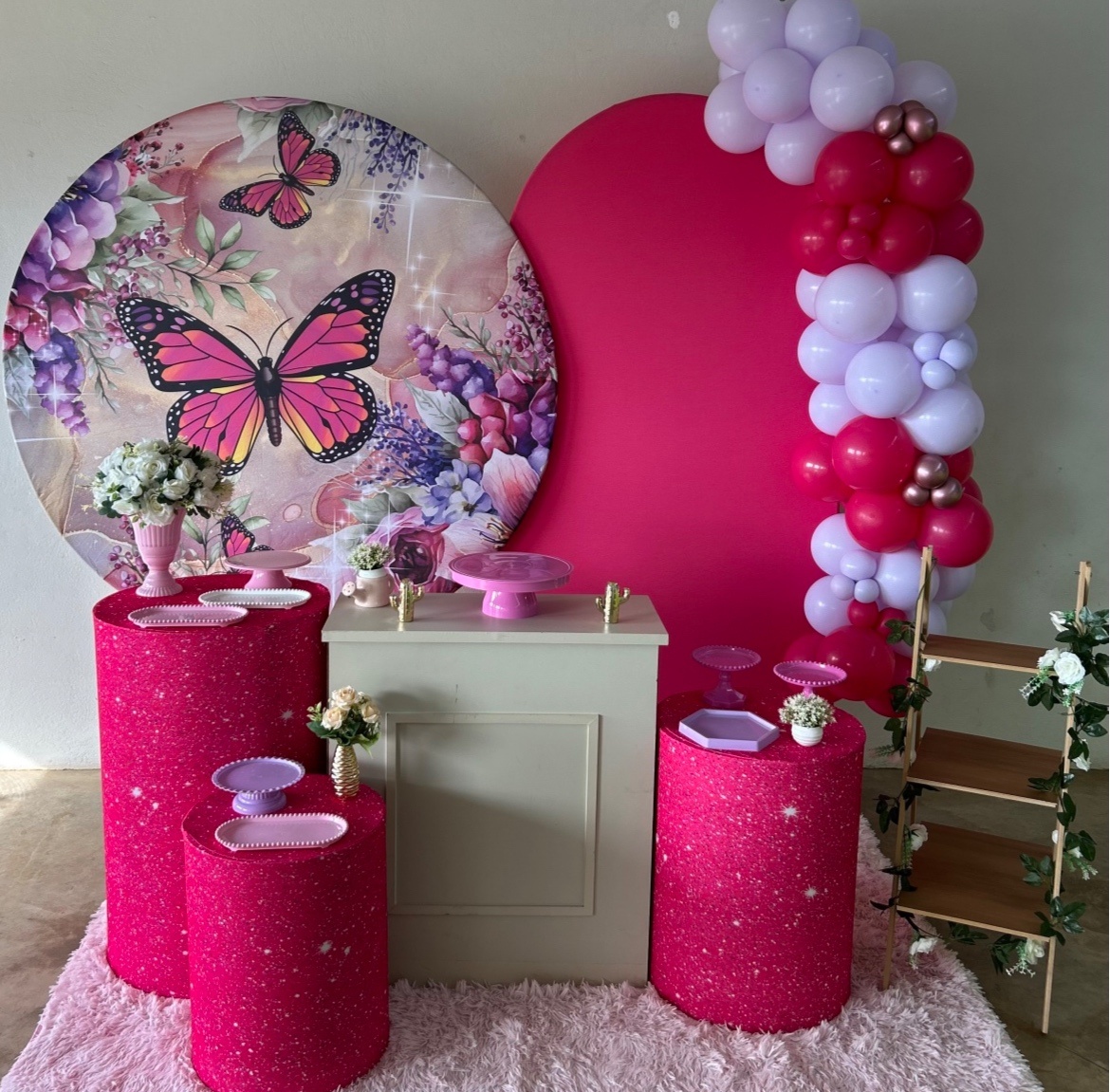 Kit Safira Borboleta Pink Com Balões - Maria Luiza Cardoso Barbosa
