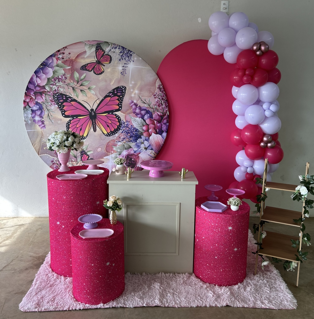 Kit Safira Borboleta Pink Com Balões - Maria Luiza Cardoso Barbosa