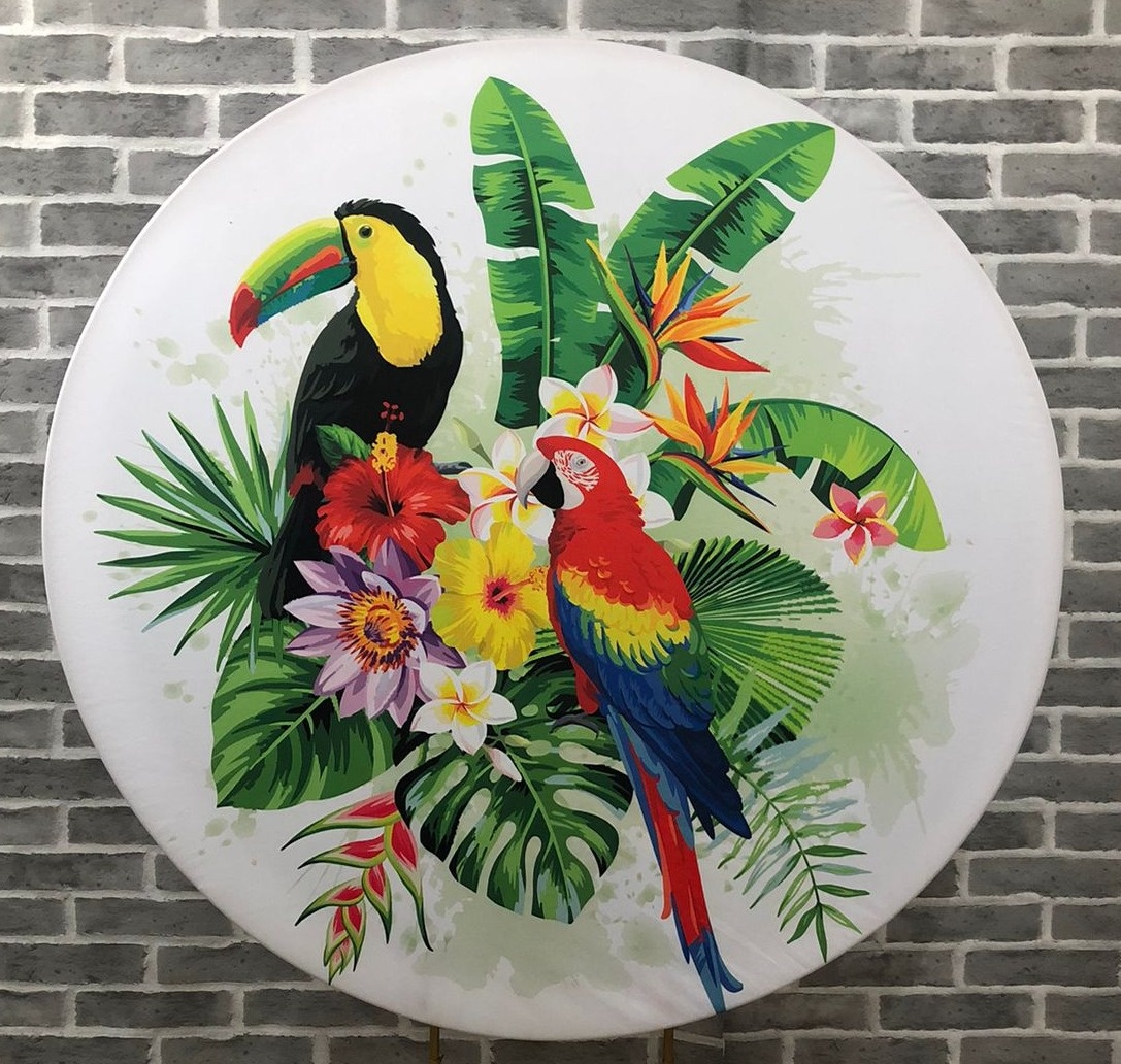 Painel Redondo Tropical Tecido - Michelle Almeida Festas 