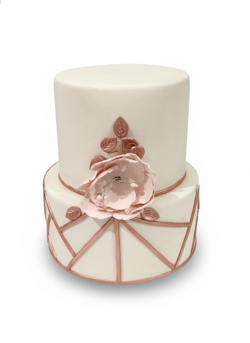 Bolo Fake Off White Com Rose - Michelle Almeida Festas 