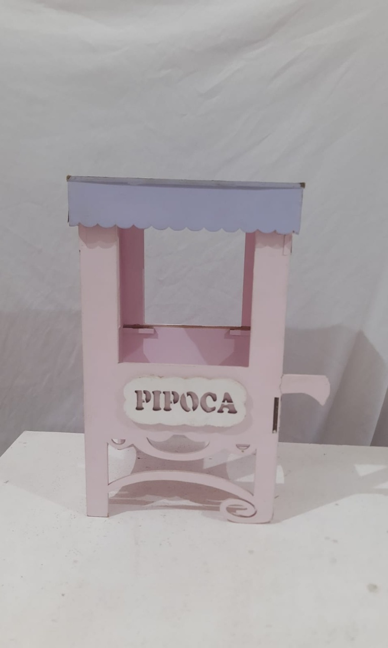 Acessório Barraca de Pipoca Rosa Mdf  - Michelle Almeida Festas 