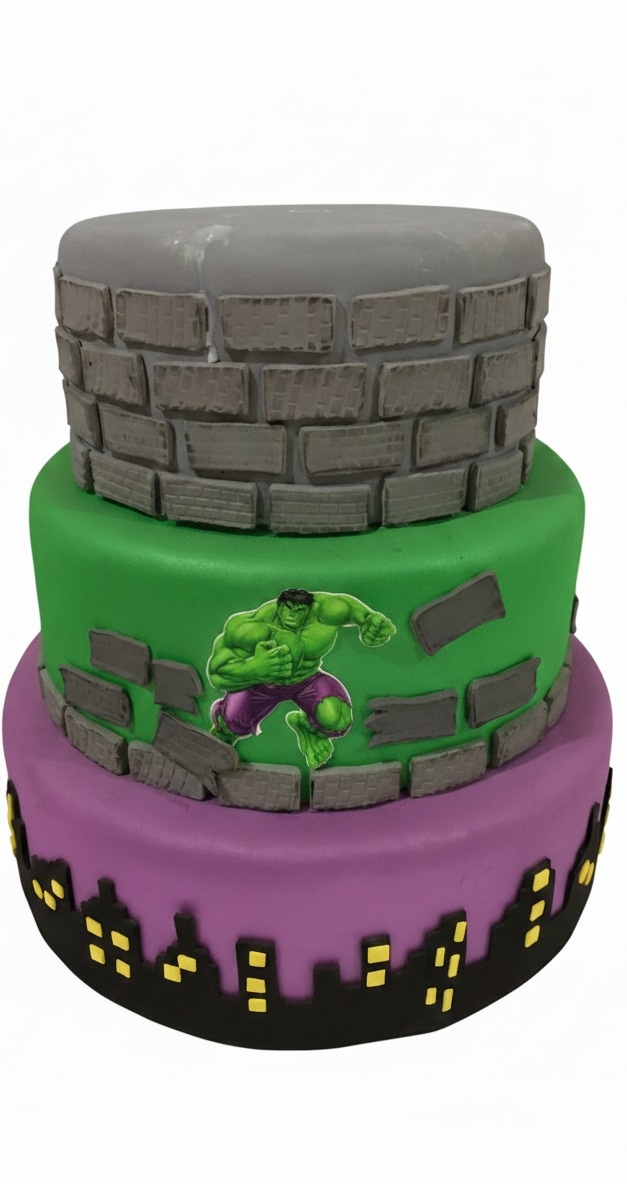 Bolo Fake Hulk  - Michelle Almeida Festas 