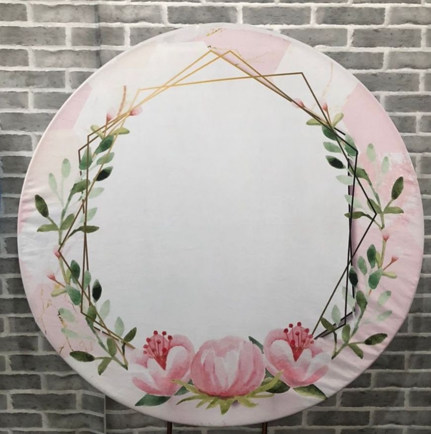 Painel Redondo Branco Com Flores  - Michelle Almeida Festas 