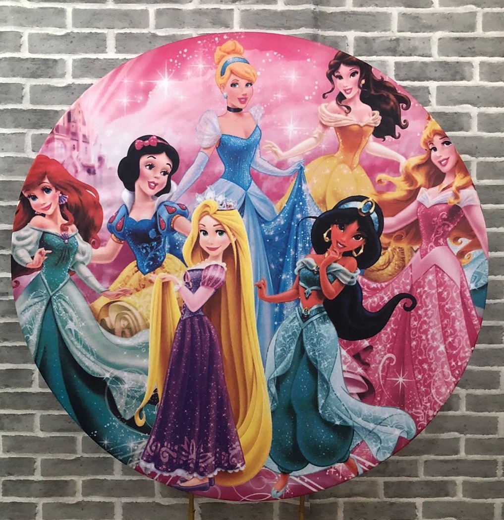 Painel Redondo Princesas Tecido - Michelle Almeida Festas 