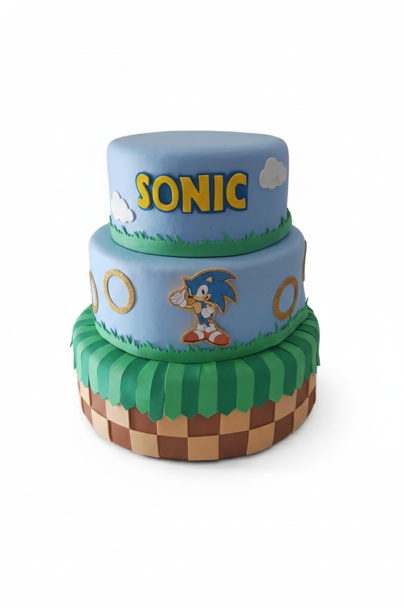 Bolo Fake Sonic  - Michelle Almeida Festas 