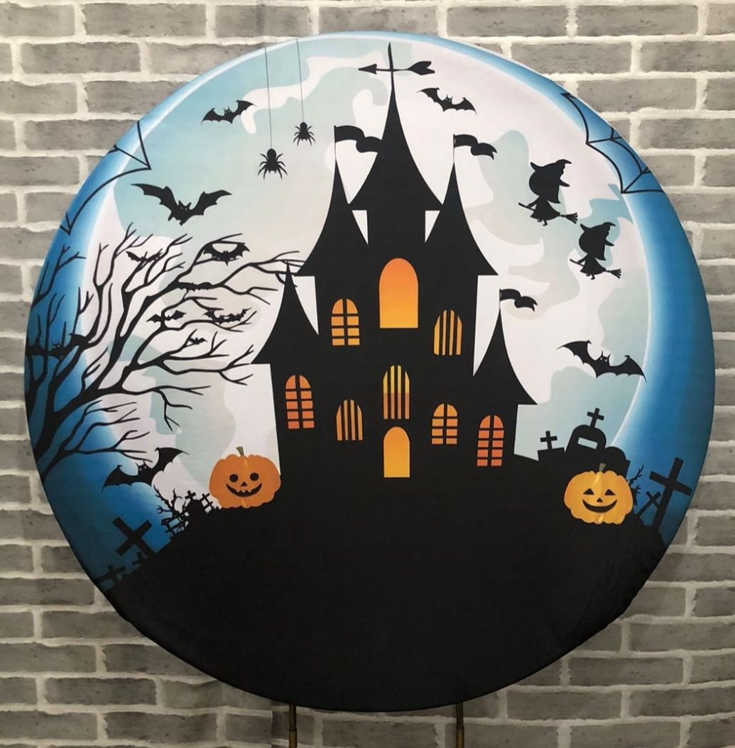 Painel Redondo Halloween Tecido - Michelle Almeida Festas 